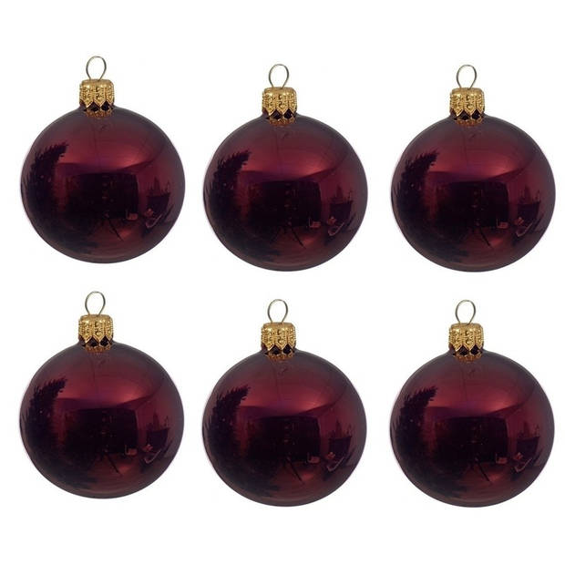 Donkerrode Kerstversiering Kerstballen 24-delig 6 en 8 cm - Kerstbal