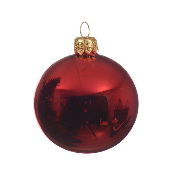 6x Glazen kerstballen glans kerst rood 6 cm kerstboom versiering/decoratie - Kerstbal
