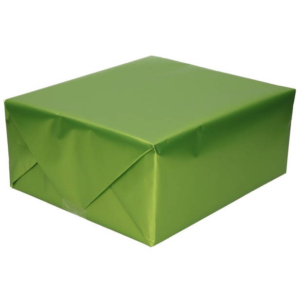 Verjaardag kadopapier unikleur groen 150 x 70 cm met luxe zijdeglans afwerking - Cadeaupapier