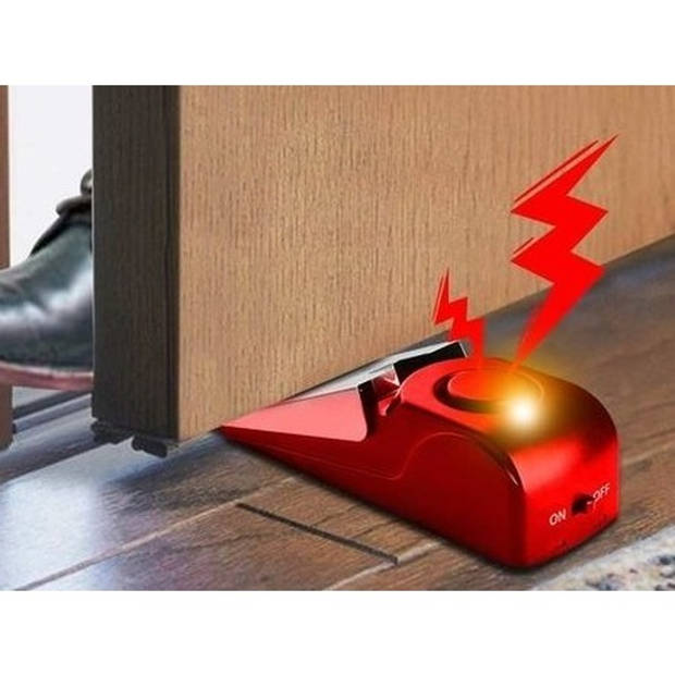 Rode anti inbraak deurstopper/deurwig met alarm en licht - Deurstoppers