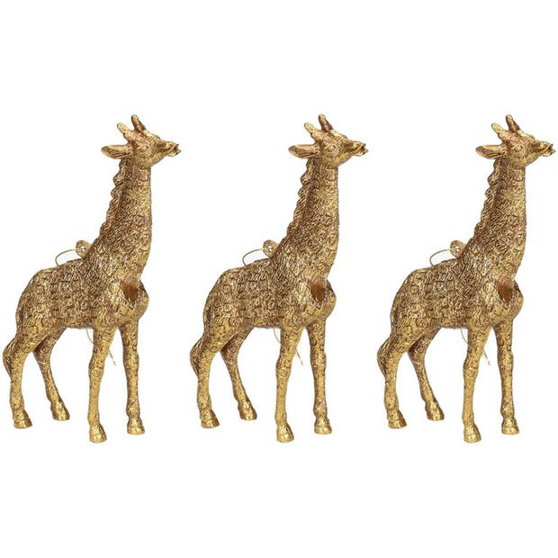 3x Gouden giraf kerstornamenten kersthangers 8 cm - Kersthangers