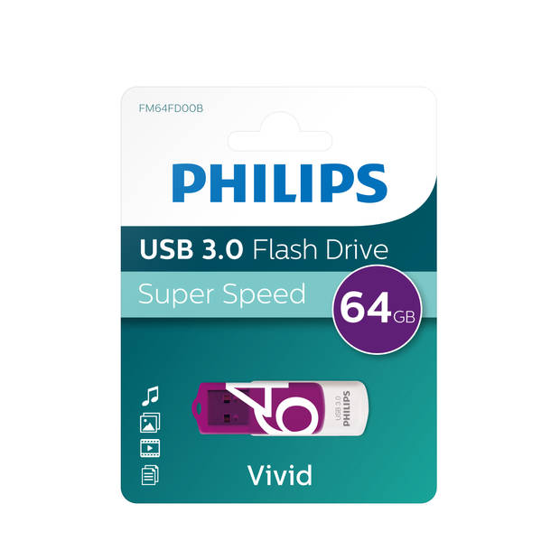 Philips USB stick 3.0 64GB - Vivid - Paars - FM64FD00B