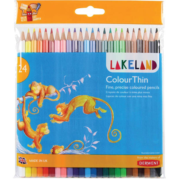 Lakeland kleurpotlood Colourthin, blister van 24 stuks in geassorteerde kleuren