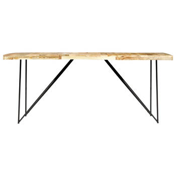 The Living Store Houten eettafel Industriële stijl - 180x90x76 cm - Massief Mangohout