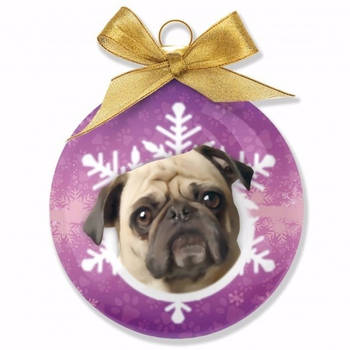 Kerstversiering honden kerstballen Mopshonden 8 cm - Kerstbal