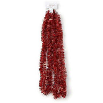 Kerst lametta guirlande rood 270 cm kerstboom versiering/decoratie - Kerstslingers