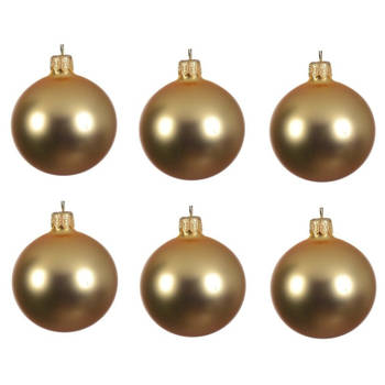 6x Glazen kerstballen mat goud 8 cm kerstboom versiering/decoratie - Kerstbal