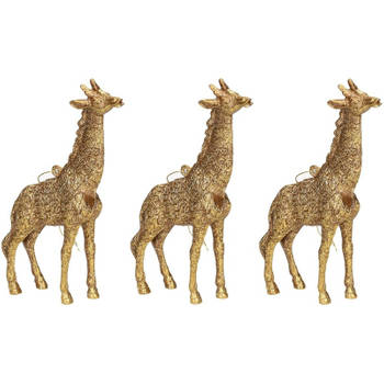 3x Gouden giraf kerstornamenten kersthangers 8 cm - Kersthangers