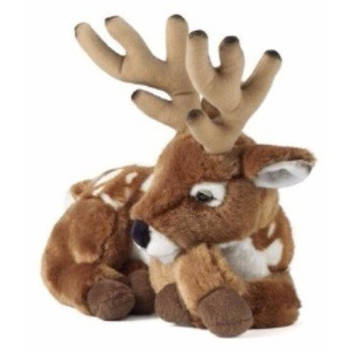 Pluche hert met gewei bruin knuffel 29 cm - Bosdieren knuffeldieren - Speelgoed voor kind