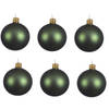 12x Glazen kerstballen mat donkergroen 8 cm kerstboom versiering/decoratie - Kerstbal