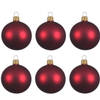 Decoris Kerstballen set - 6x stuks - donker rood - glas - 6 cm - Kerstbal