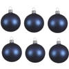 6x Glazen kerstballen mat donkerblauw 6 cm kerstboom versiering - Kerstbal