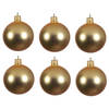 Decoris Kerstballen set - 6x stuks - goud - glas - 6 cm - mat - kerstversiering - gouden ophanglint - Kerstbal