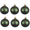 Decoris Kerstballen set - 6x stuks - donker groen - glas - 6 cm - Kerstbal