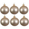 Decoris Kerstballen set - 6x stuks - parel/champagne - glas - 6 cm - mat - kerstversiering - Kerstbal