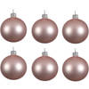 Decoris Kerstballen set - 6x stuks - licht roze - glas - 6 cm - mat - kerstversiering - Kerstbal