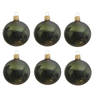 6x Glazen kerstballen glans donkergroen 6 cm kerstboom versiering/decoratie - Kerstbal