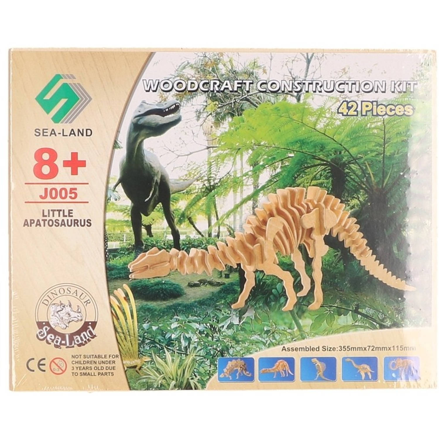 Bouwpakket Dinosaurus Apathosaurus Hout 3d T-rex Dino Bouwspeelgoed