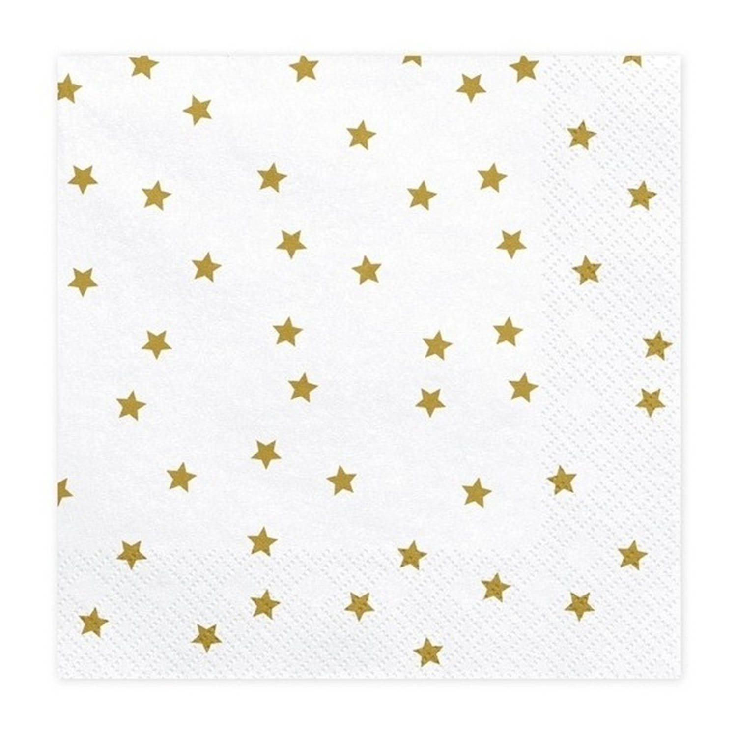 20x Kerst servetten met gouden sterren 33 cm