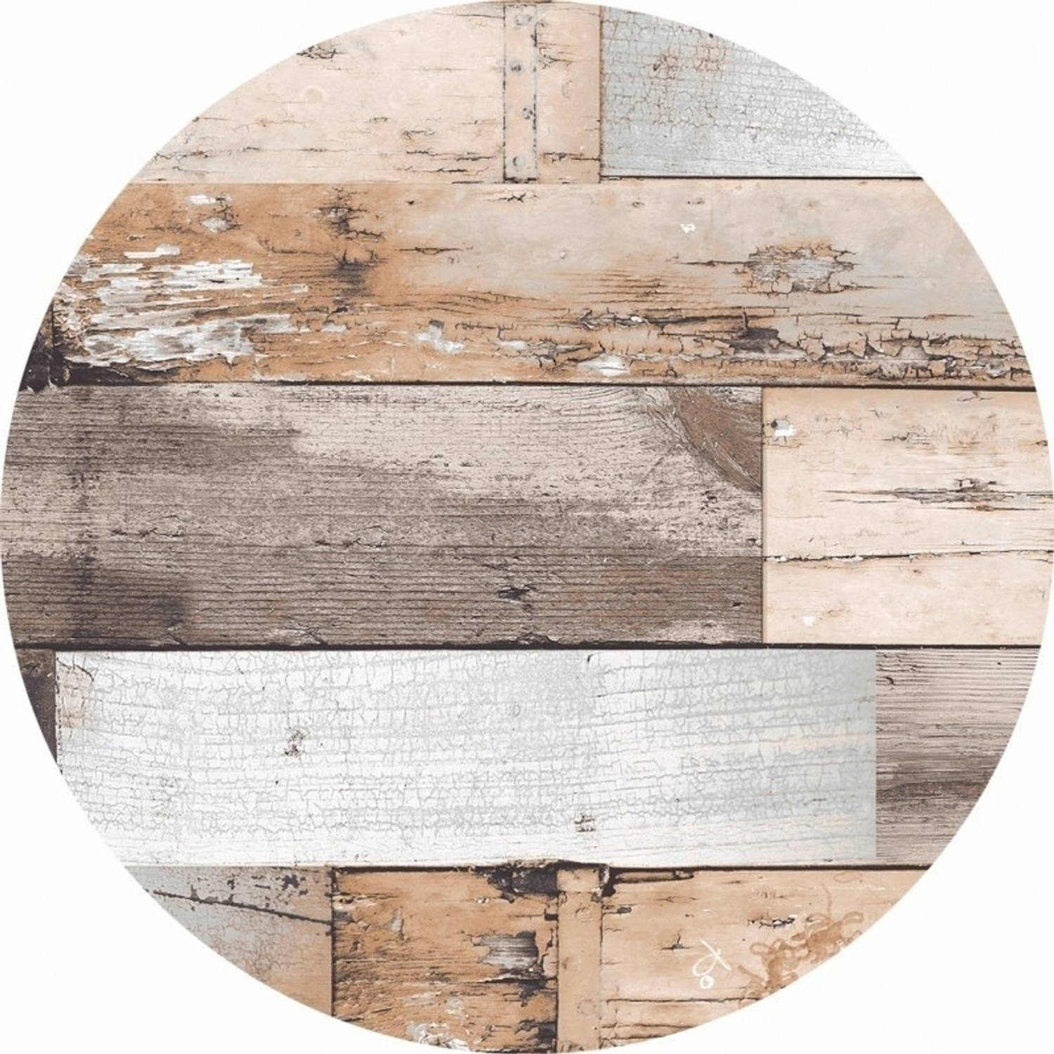 Bruine tafelkleden/tafelzeilen hout print 160 cm rond - Tafelzeilen