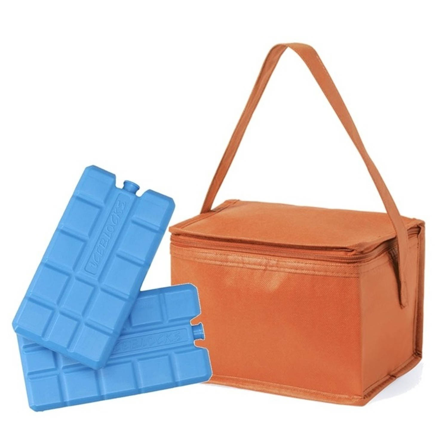 Strand sixpack mini koeltasje oranje inclusief 2 koelelementen - Koeltas