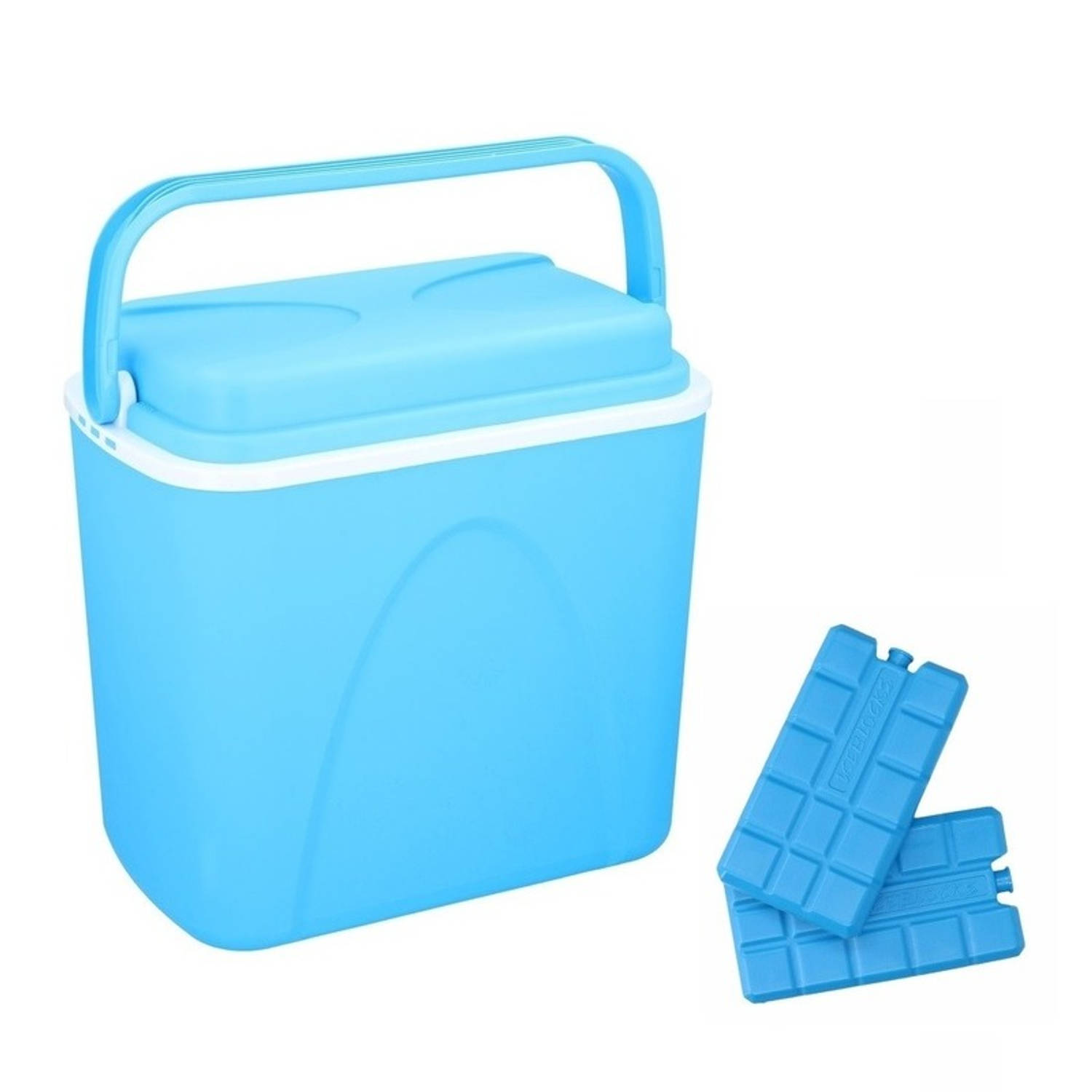 Blauwe koelboxen 24 liter inclusief 6 koelelementen - Koelboxen