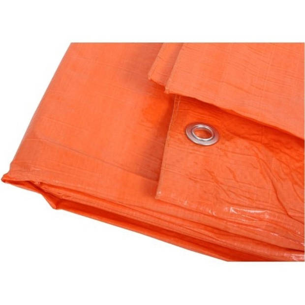 Oranje afdekzeil / dekzeil 4 x 6 meter met 24x spanners haakjes - Afdekzeilen
