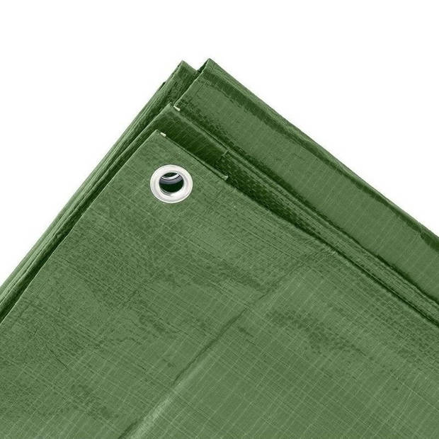 Afdekzeil / dekzeil groen 5 x 6 meter met 20x spanrubbers en S-haken - Afdekzeilen