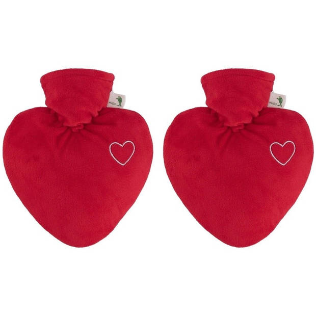 2x Warmwaterkruiken rood hartje 1 liter duurzaam materiaal - Valentijn cadeau - Kruiken