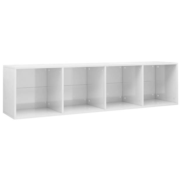 vidaXL Boekenkast/tv-meubel 36x30x143 cm bewerkt hout hoogglans wit