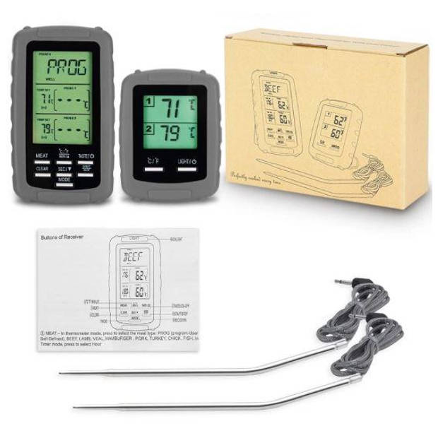 4cookz® 2 sensor draadloze BBQ thermometer Waterproof - 0-300 gr