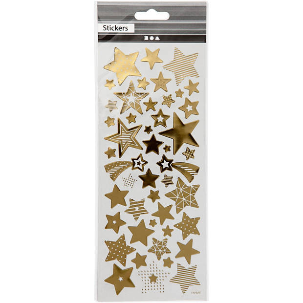 Creotime stickers kerststerren goud 10 x 24 cm 52-delig
