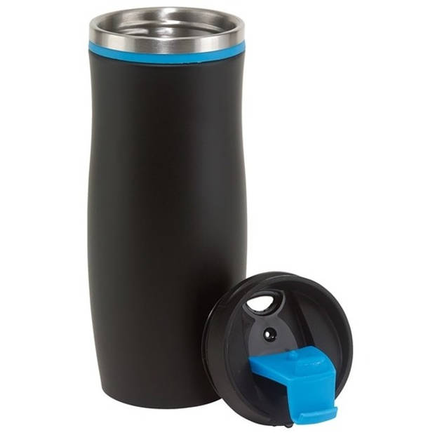 Dubbelwandige thermobeker zwart/blauw 400 ml - Thermosbeker