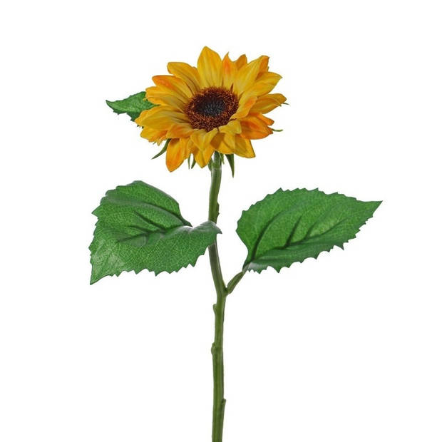 3x Gele kunst zonnebloemen kunstbloemen 35 cm decoratie - Kunstbloemen