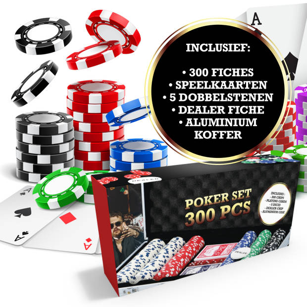 TOM pokerset in koffer 300 fiches multicolor