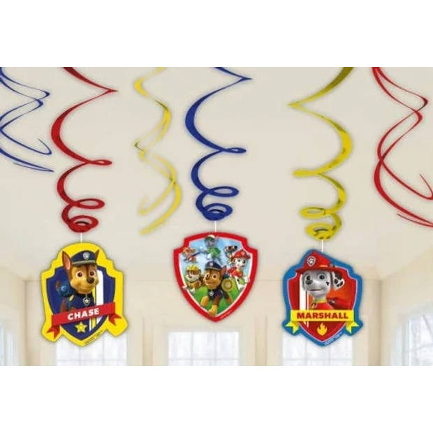 6x Paw Patrol feest hangdecoratie rotorspiralen - Hangdecoratie