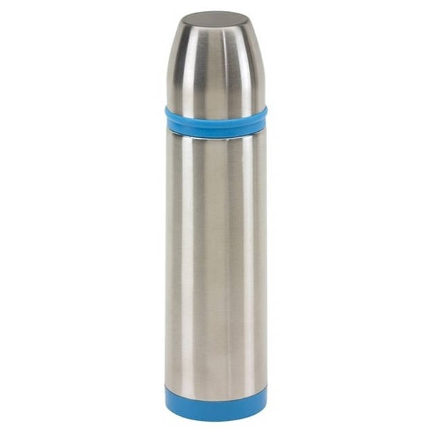 RVS thermosfles/isoleerkan 0,5 liter zilver/blauw - Thermosflessen