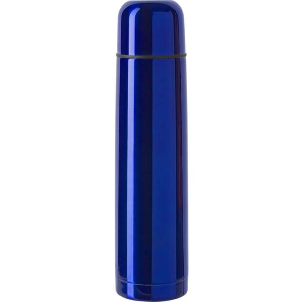 RVS thermosfles/isoleerkan 1 liter blauw - Thermosflessen