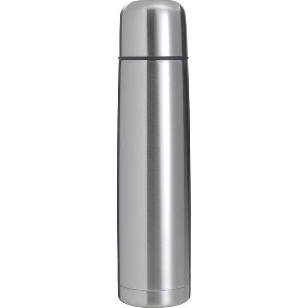 RVS thermosfles/isoleerkan 1 liter zilver - Thermosflessen