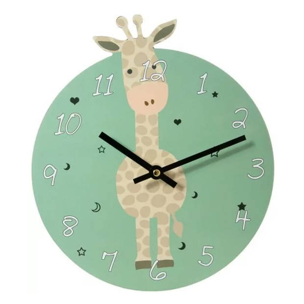 Houten klok met giraffe 26 cm voor kinderen - Wandklokken
