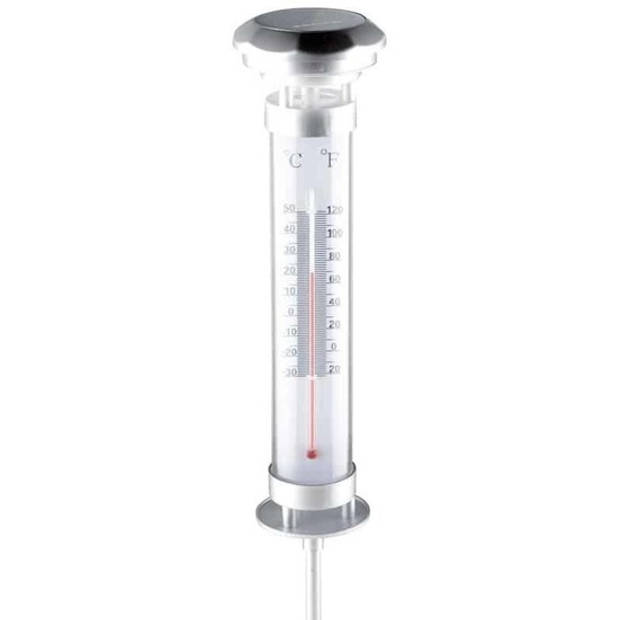 Tuin/buiten thermometer met solar verlichting 57 cm - Buitenthermometers