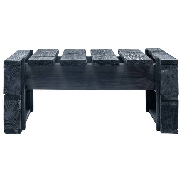 The Living Store Pallet Tuinpoef - Houten Hocker - 60 x 60 x 25 cm - Zwart