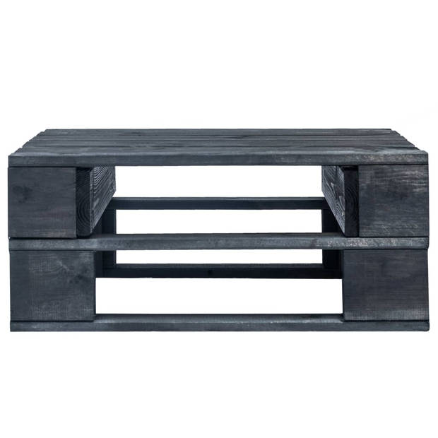 The Living Store Pallet Tuinpoef - Houten Hocker - 60 x 60 x 25 cm - Zwart