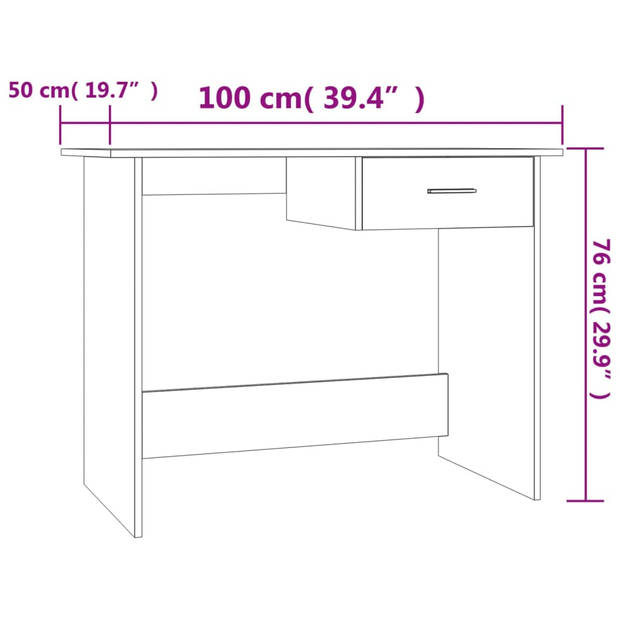 The Living Store Bureau Sonoma Eiken - Schrijftafel met Lade - 100x50x76 cm