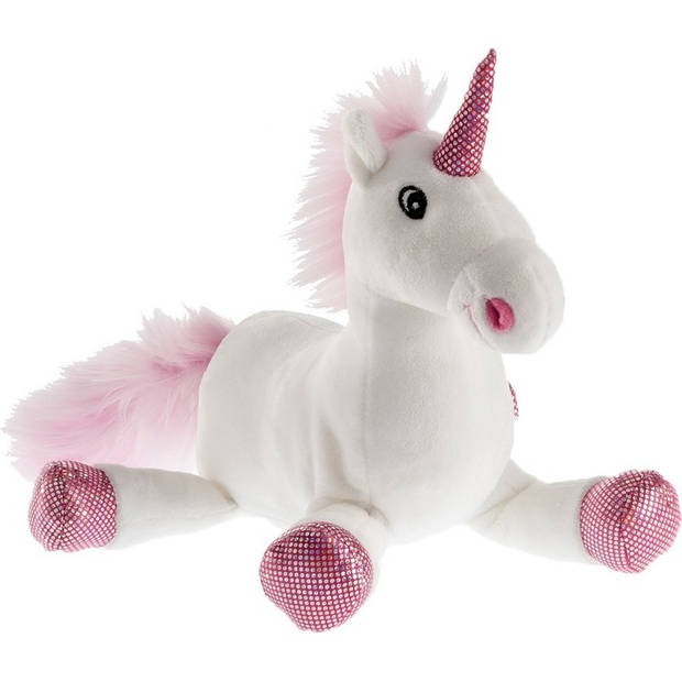 Pluche witte/roze eenhoorn knuffel 22 cm speelgoed - Knuffeldier