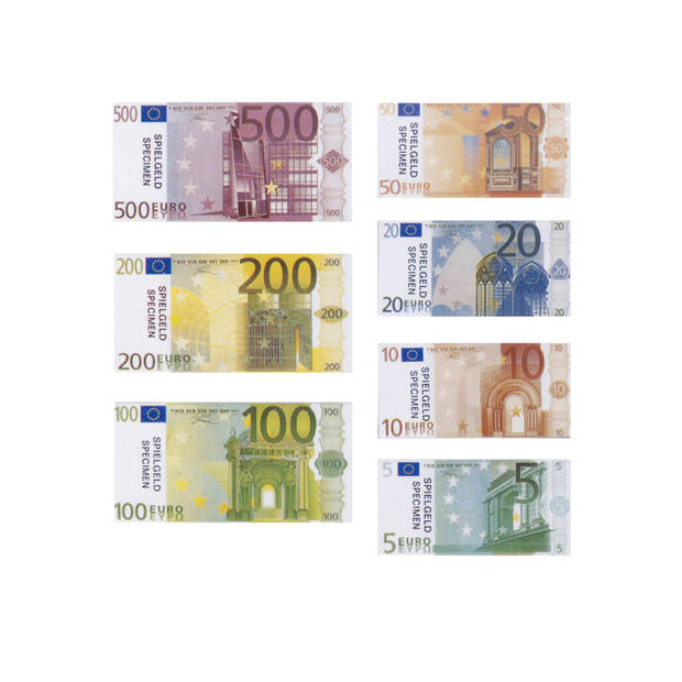 Euro speelgeld set - 90 delig - kunststof en papier - biljetten en munten - Speelgeld