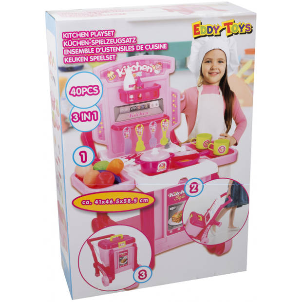 Eddy Toys keukenspeelset meisjes roze 40-delig