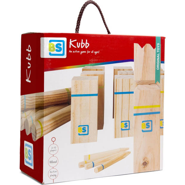 BS Toys Kubb Werpspel - Zweeds Spel - 2 tot 12 Spelers - Buitenspeelgoed van Vurenhout