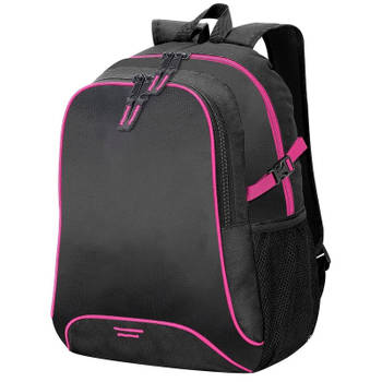 Zwart/roze schooltas/boekentas 44 cm - Rugzak