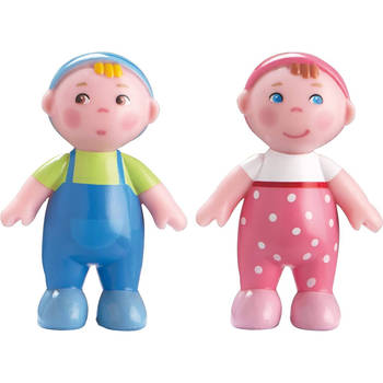 Little Friends poppenhuisbaby's Marie en Max meisjes 6 cm blauw/roze
